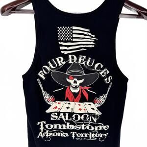 Four Deuces Saloon Tank Top Shirt Mens 2XL Black Skull Tombstone AZ Bella Canvas